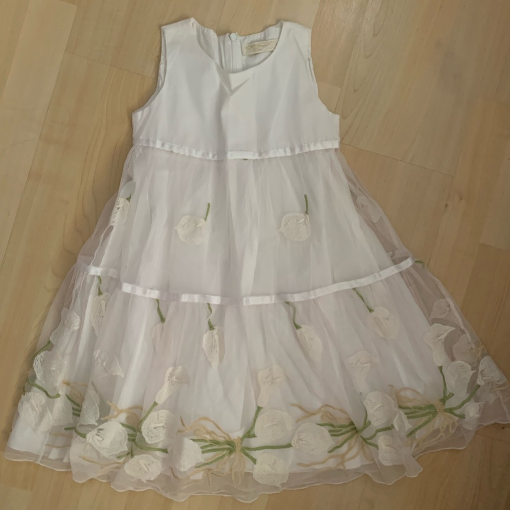 Monnalisa Embroidered Sleeveless Tulle Dress 5